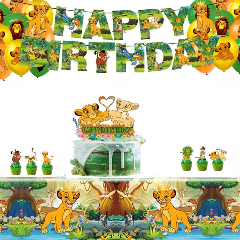 Kit de fête d'anniversaire du roi Lion Simba, décorations de fête