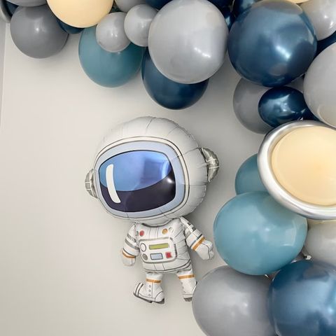 Outer Space Blue Grey Balloon Garland Kit Astronaut Themed Party