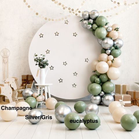 Sage Green and Silver Balloon Garland Arch Kit